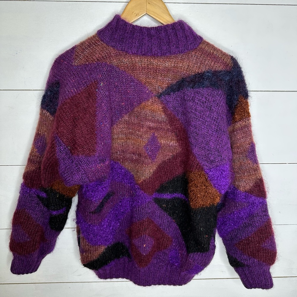 Vintage Krizia Maglia Abstract Mohair Wool Cardigan Made in Italy (Size 38) S/M - Picture 4 of 8